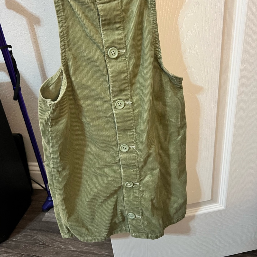 Olive Green Corduroy Kids Dress